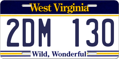 WV license plate 2DM130