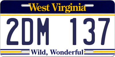 WV license plate 2DM137