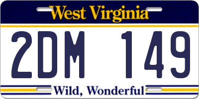 WV license plate 2DM149