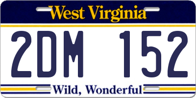 WV license plate 2DM152