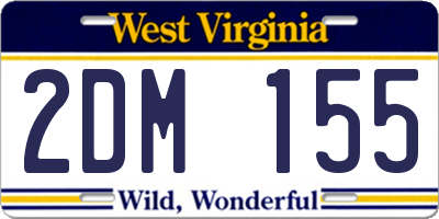 WV license plate 2DM155