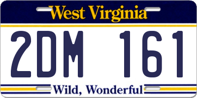 WV license plate 2DM161