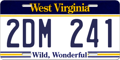 WV license plate 2DM241