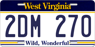 WV license plate 2DM270