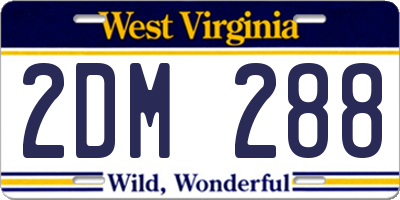 WV license plate 2DM288