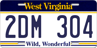 WV license plate 2DM304