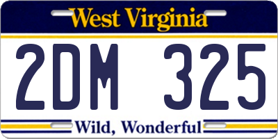 WV license plate 2DM325