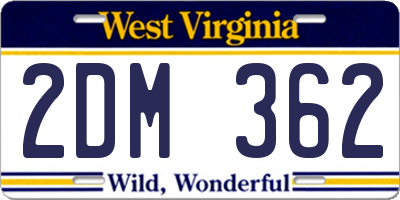 WV license plate 2DM362