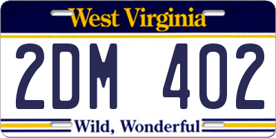WV license plate 2DM402