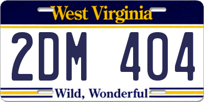 WV license plate 2DM404