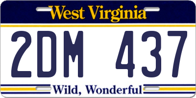 WV license plate 2DM437