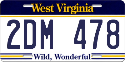 WV license plate 2DM478