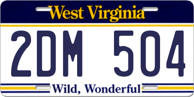 WV license plate 2DM504