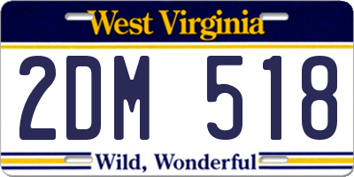 WV license plate 2DM518