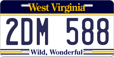 WV license plate 2DM588