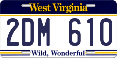 WV license plate 2DM610