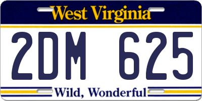 WV license plate 2DM625