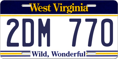 WV license plate 2DM770