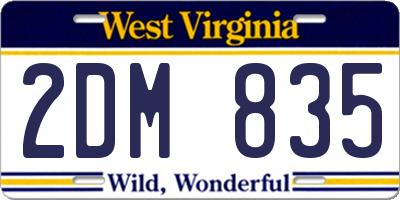 WV license plate 2DM835