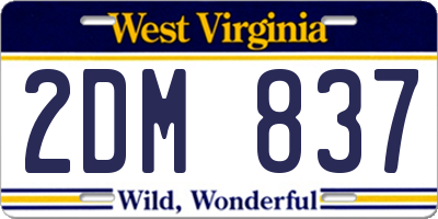 WV license plate 2DM837