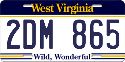 WV license plate 2DM865