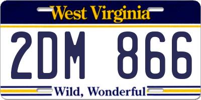 WV license plate 2DM866