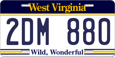 WV license plate 2DM880