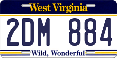 WV license plate 2DM884