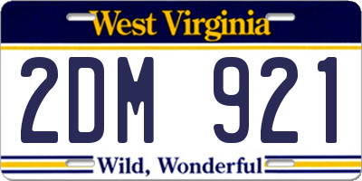 WV license plate 2DM921