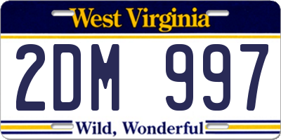 WV license plate 2DM997