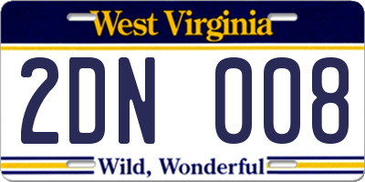 WV license plate 2DN008