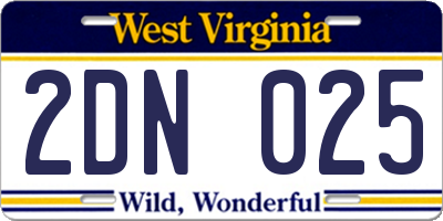 WV license plate 2DN025