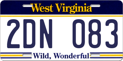 WV license plate 2DN083