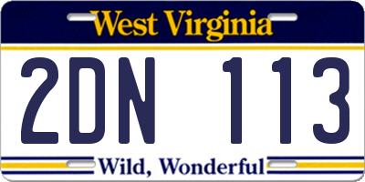 WV license plate 2DN113