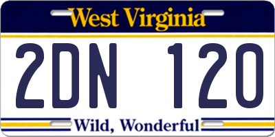 WV license plate 2DN120