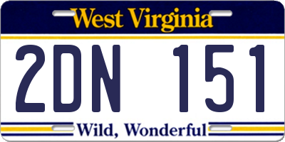 WV license plate 2DN151