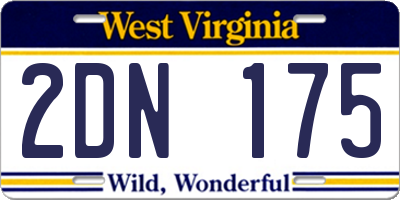 WV license plate 2DN175