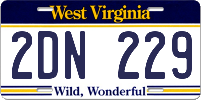 WV license plate 2DN229