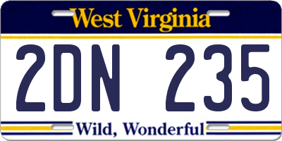 WV license plate 2DN235
