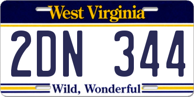 WV license plate 2DN344