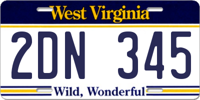 WV license plate 2DN345