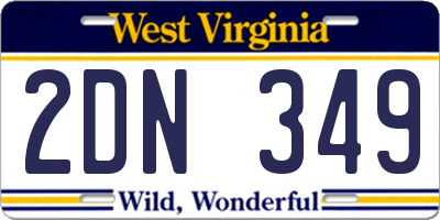 WV license plate 2DN349