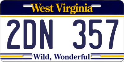 WV license plate 2DN357