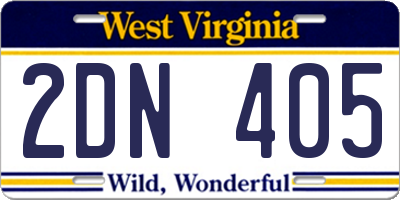 WV license plate 2DN405