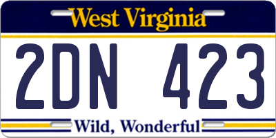 WV license plate 2DN423