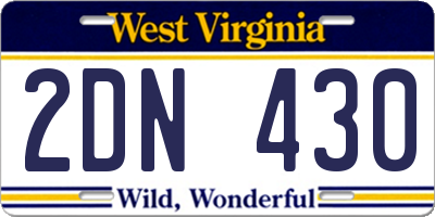 WV license plate 2DN430