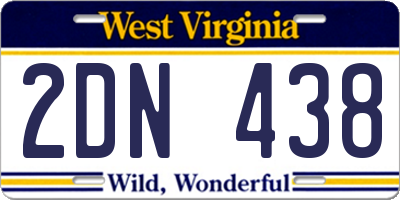 WV license plate 2DN438