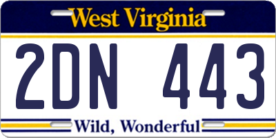 WV license plate 2DN443