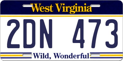 WV license plate 2DN473