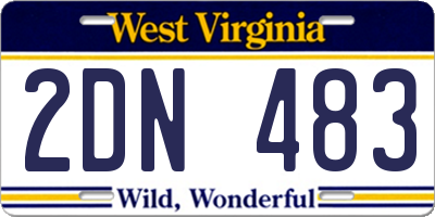 WV license plate 2DN483
